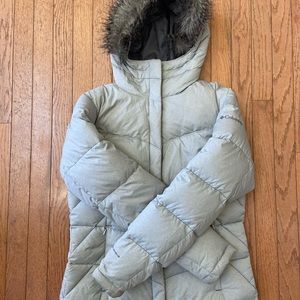 Womens grey Columbia down jacket with hood medium